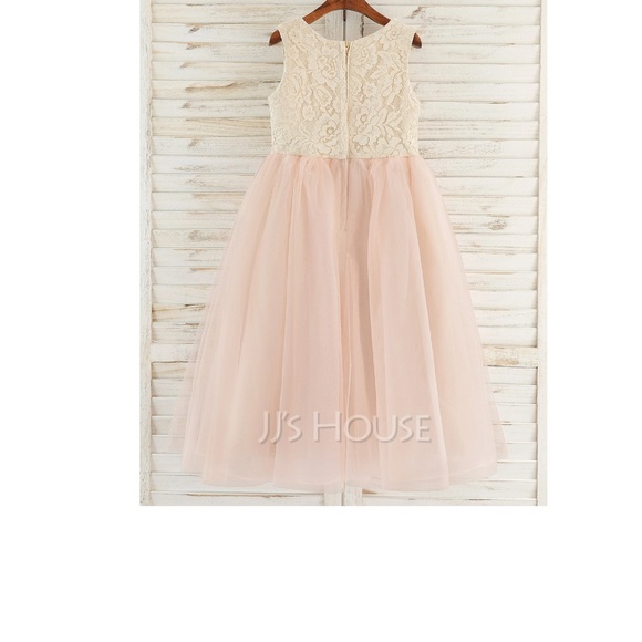 JJ's House Flower Girl Dress in Pink Tulle and Ivory Lace - Size 5 - NWT - Picture 9 of 13